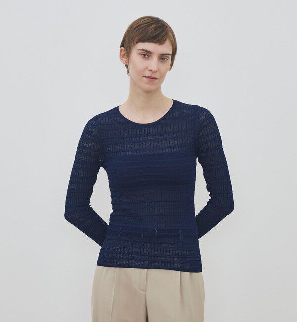 DES PRES「コットンポリエステルアセテートリブ ラウンドネックプルオーバー」|ニット・セーター|
