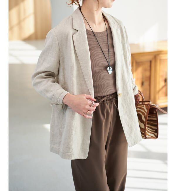 Spick and Span「《手洗い可》エアリーリネン1Bジャケット」|テーラードジャケット|