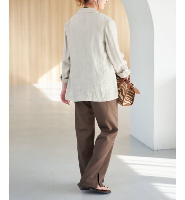 Spick and Span「《手洗い可》エアリーリネン1Bジャケット」|テーラードジャケット|