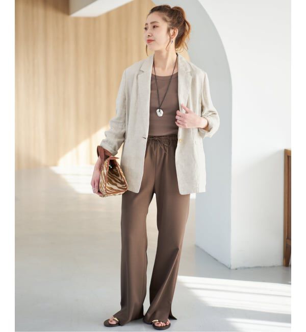 Spick and Span「《手洗い可》エアリーリネン1Bジャケット」|テーラードジャケット|