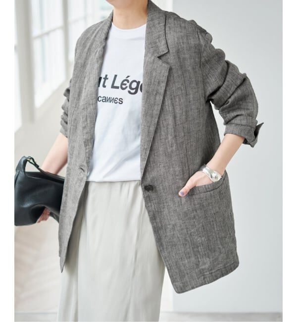 Spick and Span「《手洗い可》エアリーリネン1Bジャケット」|テーラードジャケット|