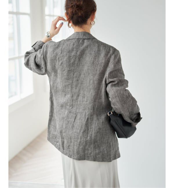 Spick and Span「《手洗い可》エアリーリネン1Bジャケット」|テーラードジャケット|
