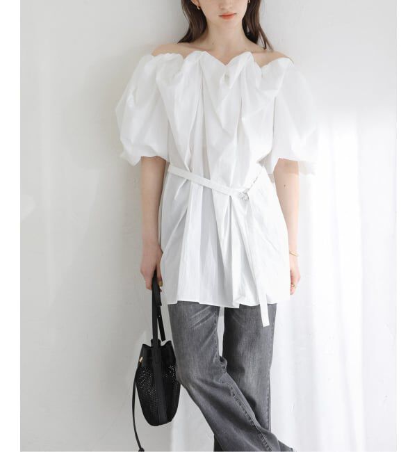  「《予約》【洗える】Mewl / ミュール 2WAYオフショルブラウス」|シャツ・ブラウス|ホワイト