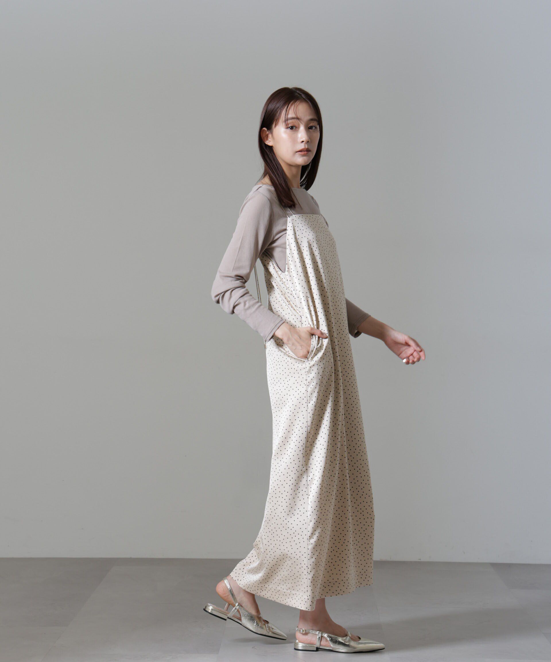 nano･universe「ドットプリントサテンキャミワンピース」|ワンピース|