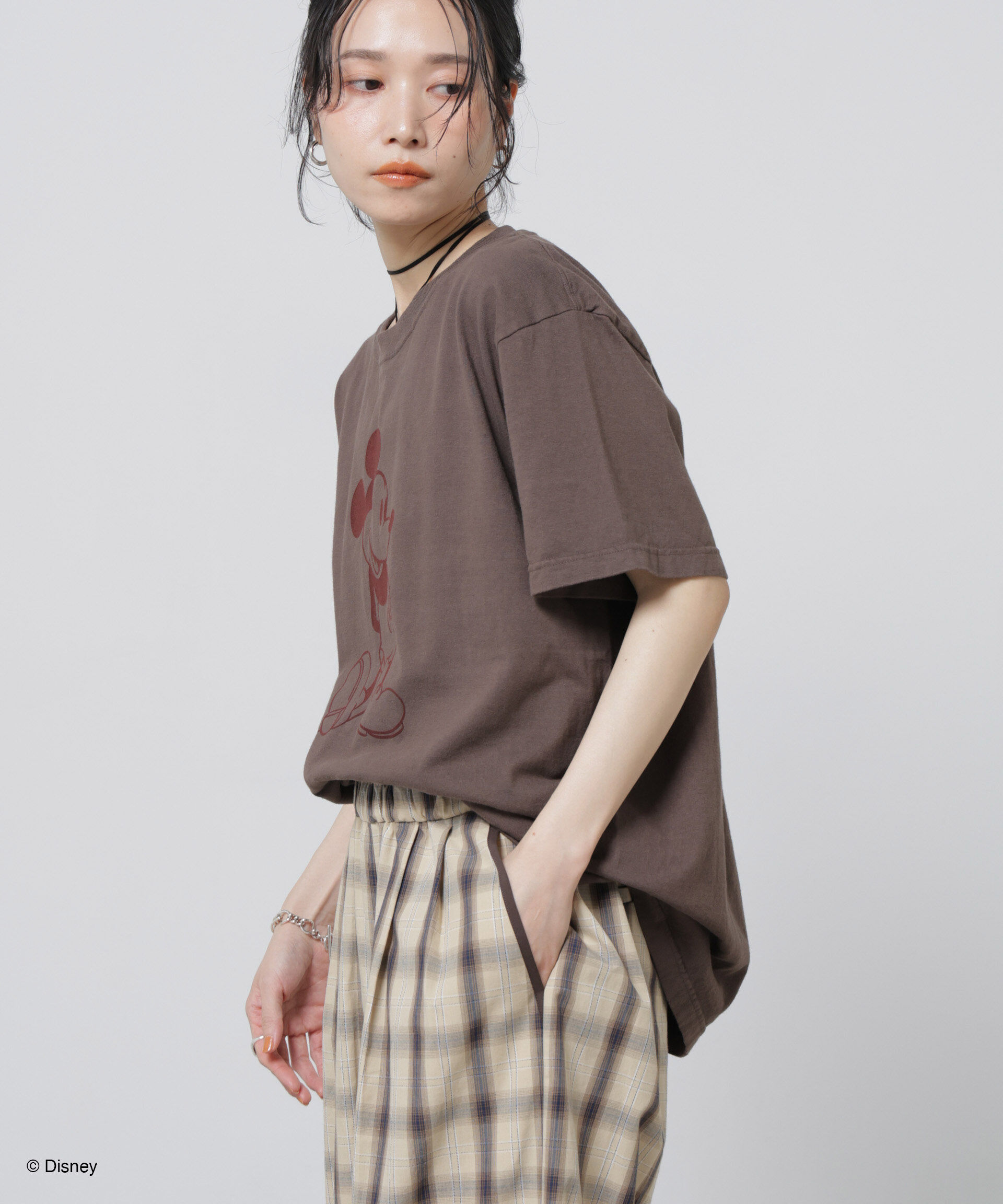nano･universe「GOOD ROCK SPEED/ MickeyMouse / Tshirts Brown」|Tシャツ・カットソー|