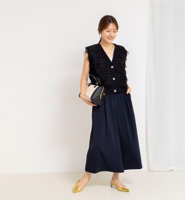 NOLLEY'S「《手洗い可能》チュールフリンジVネックベスト」|ベスト・ジレ|