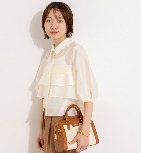 NOLLEY'S「シアーシルキーパール釦フリルブラウス」|シャツ・ブラウス|