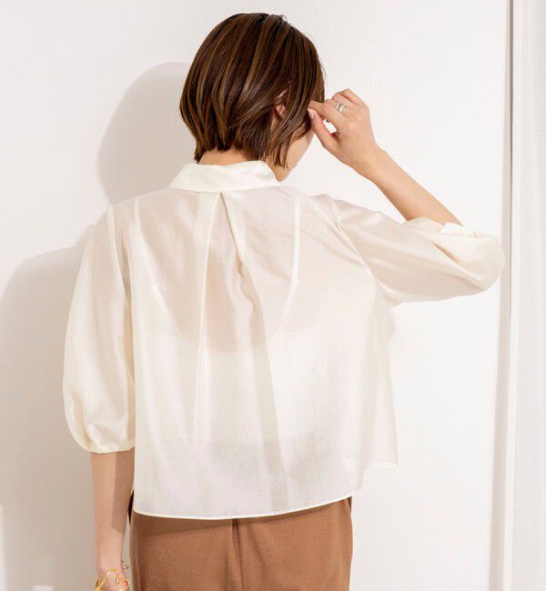 NOLLEY'S「シアーシルキーパール釦フリルブラウス」|シャツ・ブラウス|