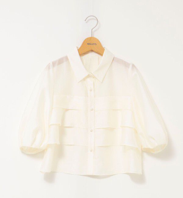NOLLEY'S「シアーシルキーパール釦フリルブラウス」|シャツ・ブラウス|