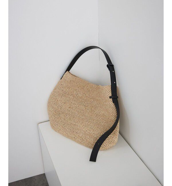 SALON adam et rope'「【W S（ドゥーブル）】レザーハンドルラフィアバッグ」|ショルダー・メッセンジャー|