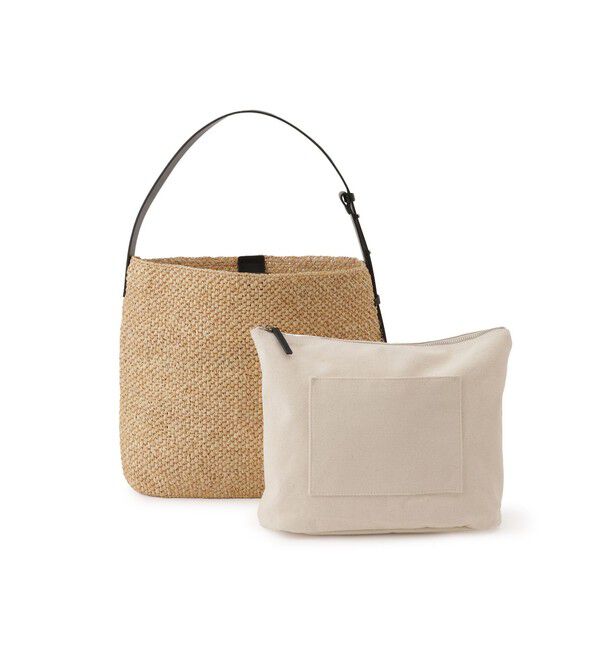 SALON adam et rope'「【W S（ドゥーブル）】レザーハンドルラフィアバッグ」|ショルダー・メッセンジャー|