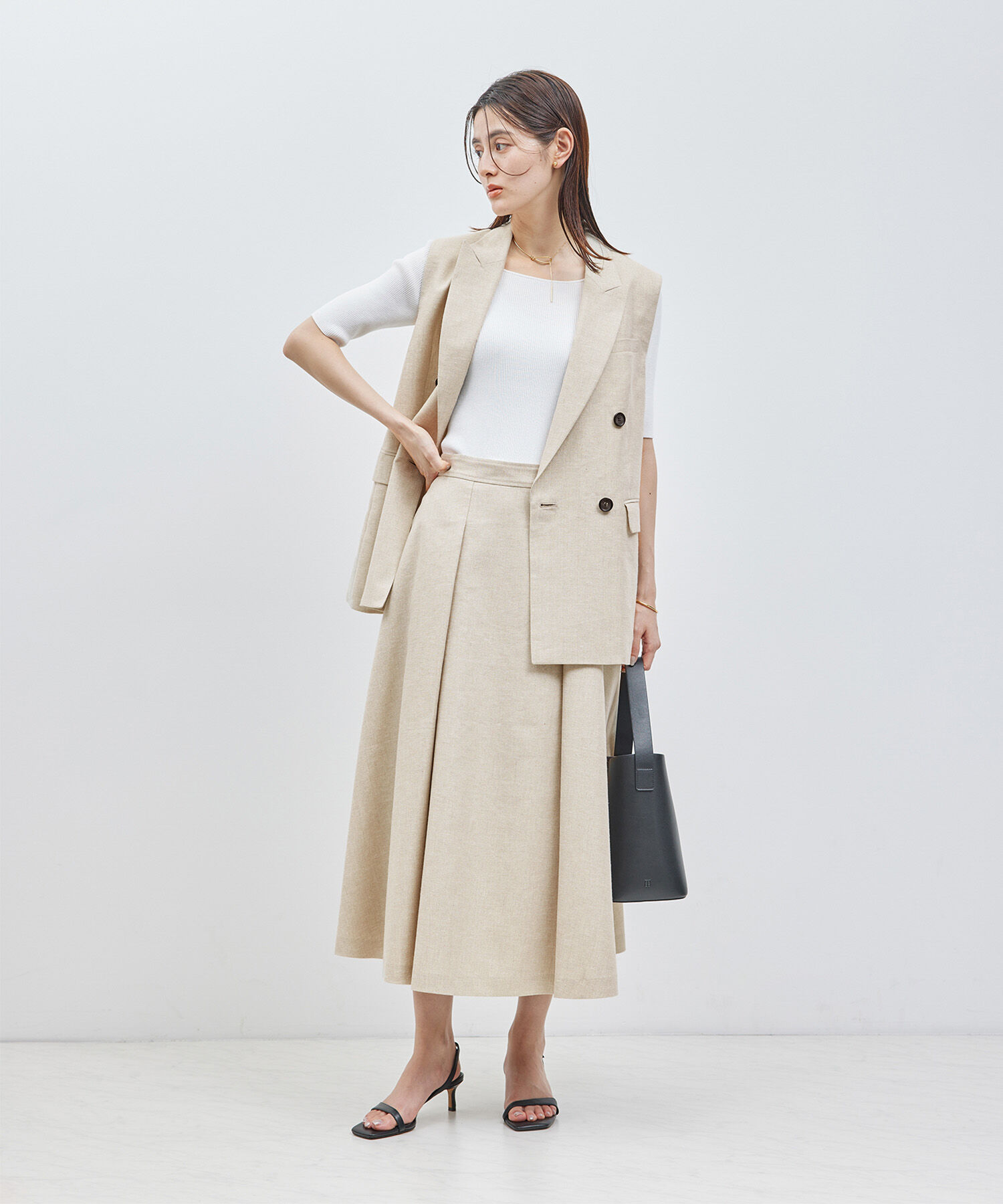 ROPE「フォルムフレアスカート（ラメ/無地）【セットアップ対応】」|スカート|