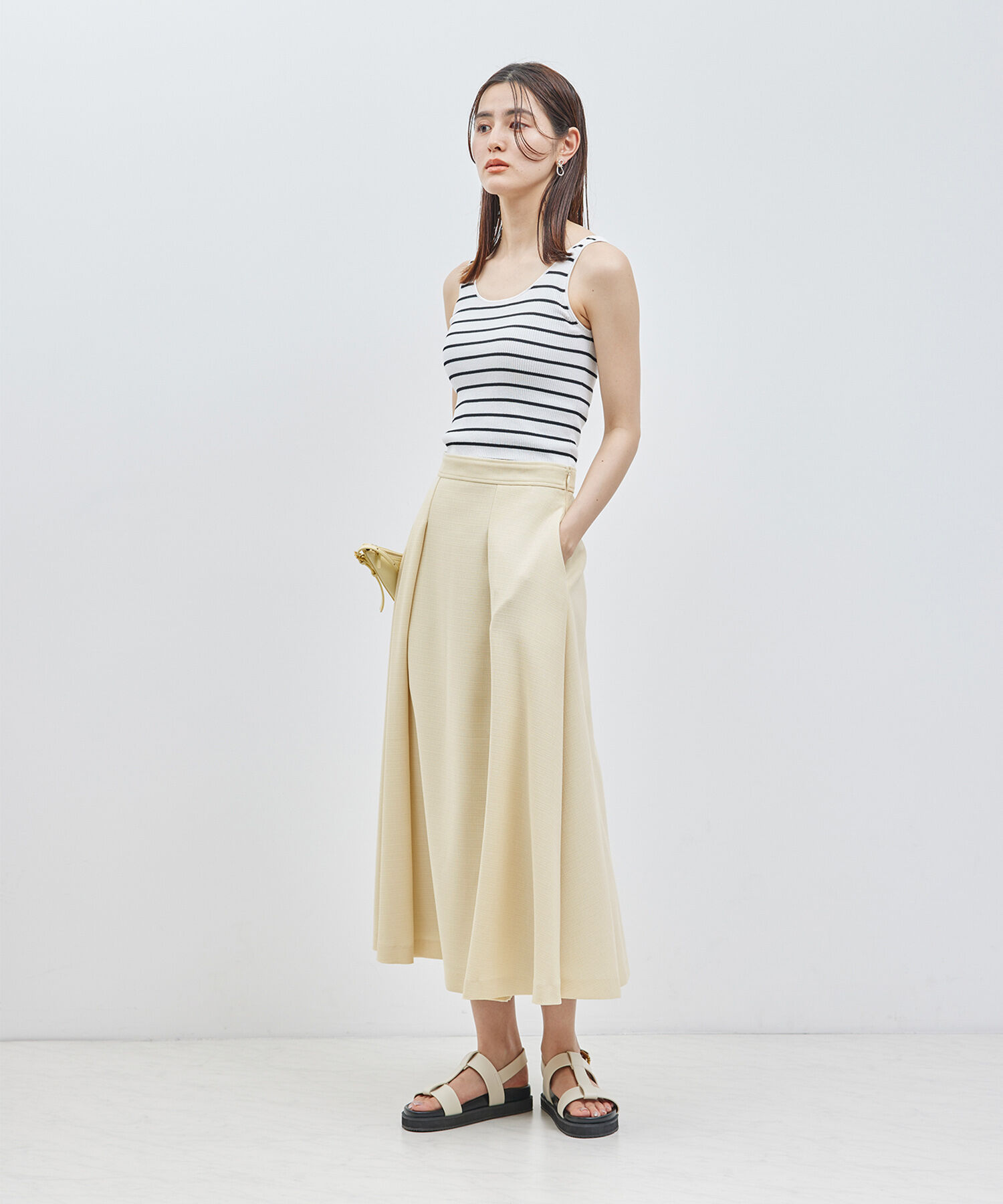 ROPE「フォルムフレアスカート（ラメ/無地）【セットアップ対応】」|スカート|