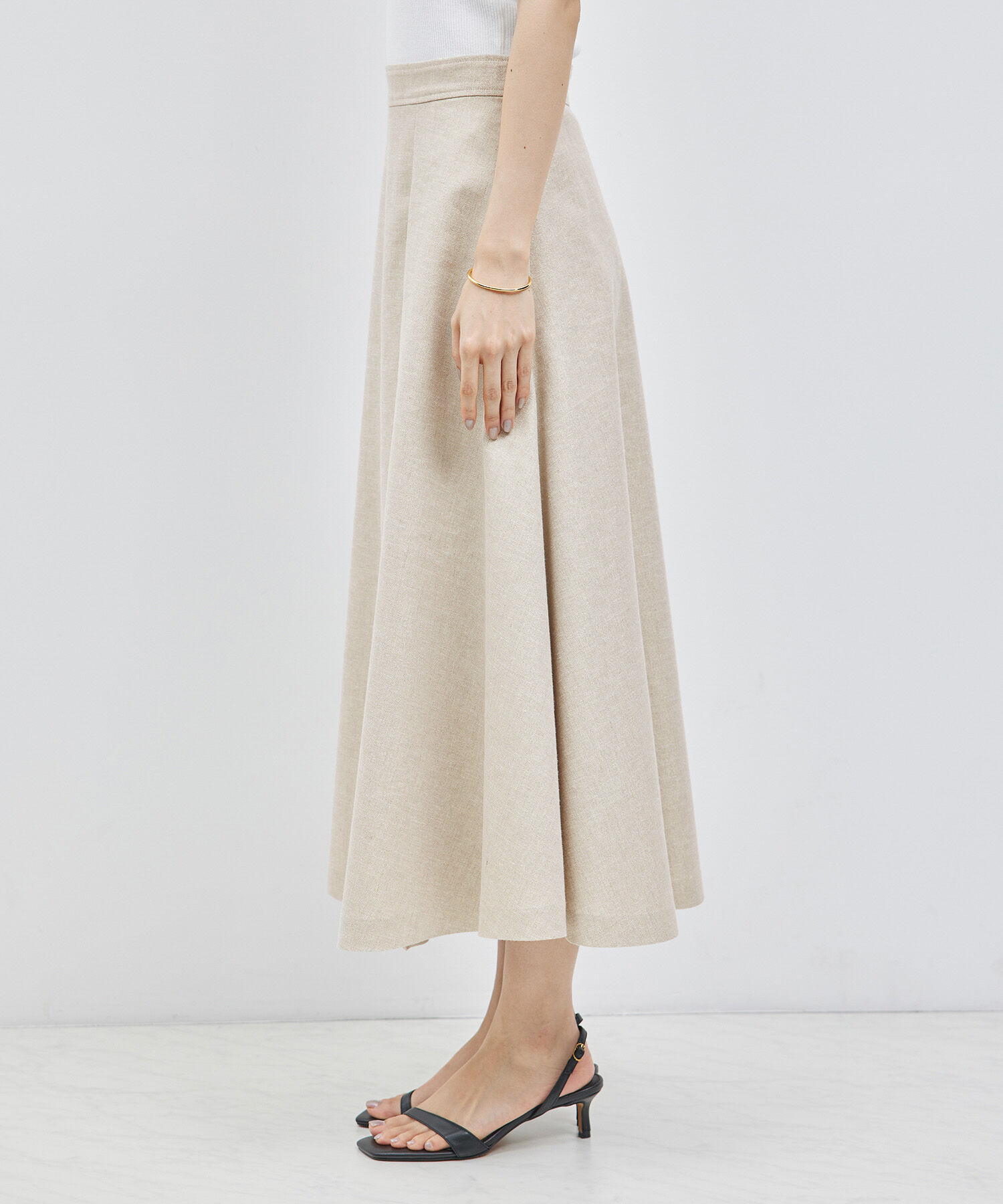 ROPE「フォルムフレアスカート（ラメ/無地）【セットアップ対応】」|スカート|