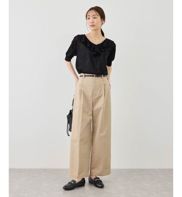 Rope&rsquo;Picnic「5分袖フリルニット」|ニット・セーター|