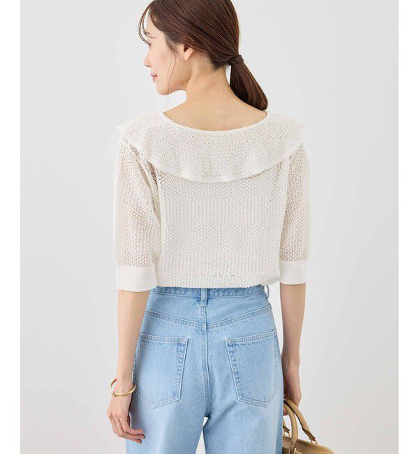 Rope&rsquo;Picnic「5分袖フリルニット」|ニット・セーター|