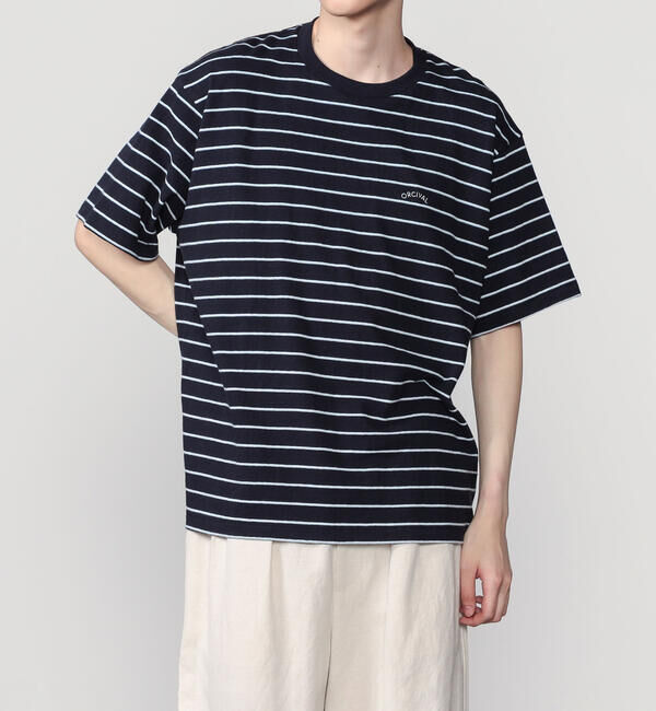 ORCIVAL「ORCIVAL | アンイーブンジャージー 刺繍ショートスリーブTシャツ MEN」|Tシャツ・カットソー|NAVY系1