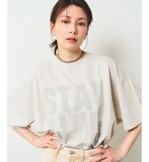  「【KATHARINE HAMNETT】別注バックプリントTシャツ」|Tシャツ・カットソー|ベージュ