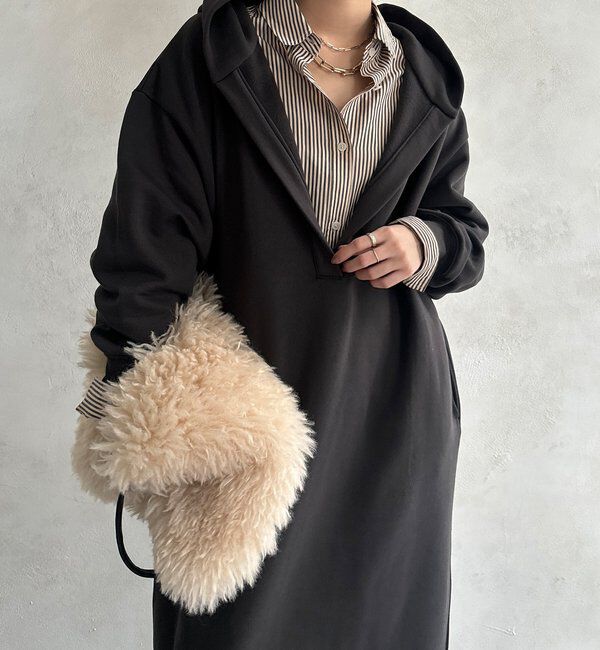  「【WEB限定】フーディーワンピース」|ワンピース|チャコールグレー