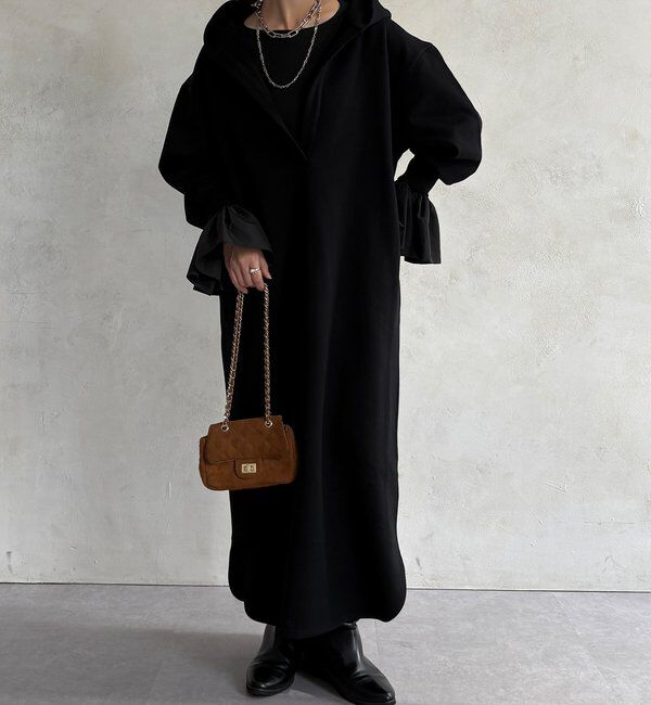  「【WEB限定】フーディーワンピース」|ワンピース|ブラック