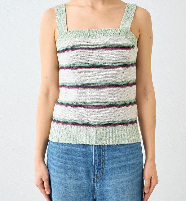  「【アンサンブル着用可能】マルチボーダーニットキャミ」|ニット・セーター|