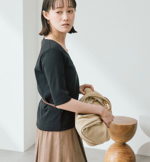  「【接触冷感/透湿/紫外線防止】5分袖フライスTee」|Tシャツ・カットソー|