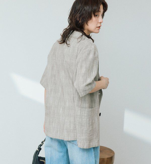  「予約【こなれた印象に】バンピーチェックハーフスリーブジャケット」|テーラードジャケット|