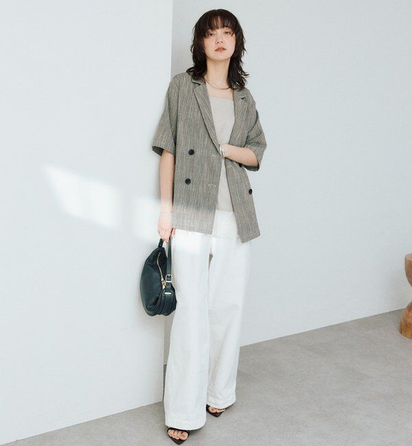  「予約【こなれた印象に】バンピーチェックハーフスリーブジャケット」|テーラードジャケット|