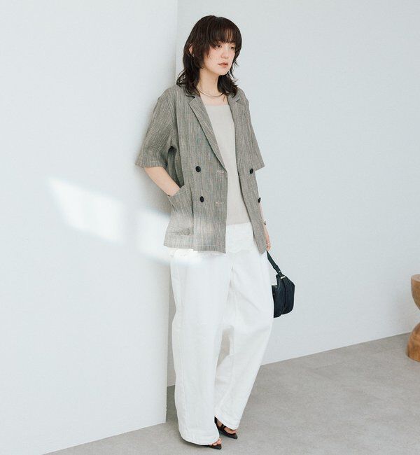  「予約【こなれた印象に】バンピーチェックハーフスリーブジャケット」|テーラードジャケット|