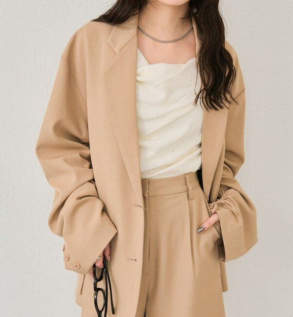  「ドロストスリーブテーラードジャケット」|テーラードジャケット|ベージュ