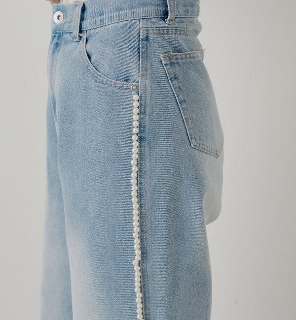  「【SALON by Chico】サイドパールラインカーブデニム」|デニム|