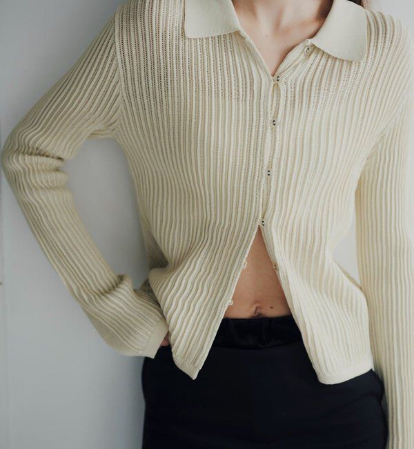  「【Pasterip】 Polo knit summer cardigan」|カーディガン|