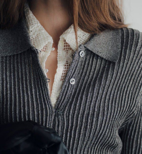  「【Pasterip】 Polo knit summer cardigan」|カーディガン|