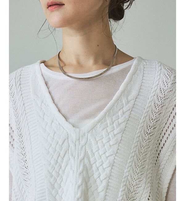 qualite「ケーブルニットベスト」|ベスト・ジレ|