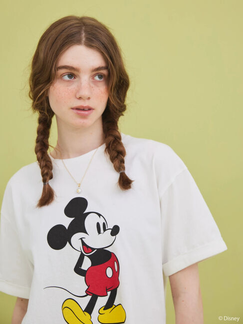  「裾フリンジ半袖カットプルオーバー/Mickey」|Tシャツ・カットソー|