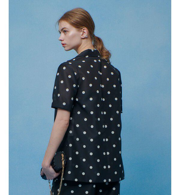 LOULOU WILLOUGHBY「【LOULOU WILLOUGHBY】オーガンドットハーフスリーブジャケット」|テーラードジャケット|