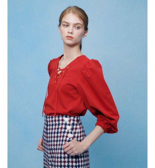 LOULOU WILLOUGHBY「【LOULOU WILLOUGHBY】モックロディレースアップマリンプルオーバー」|Tシャツ・カットソー|