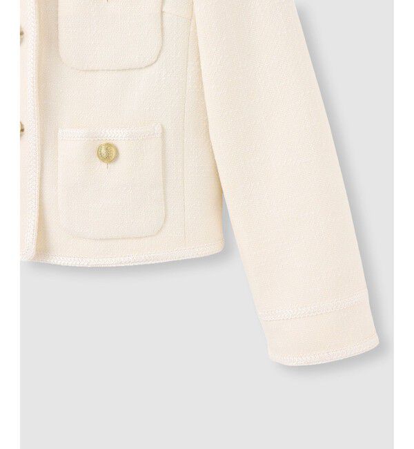 LOULOU WILLOUGHBY「【LOULOU WILLOUGHBY】ツイードツイルクルージャケット」|ノーカラージャケット|