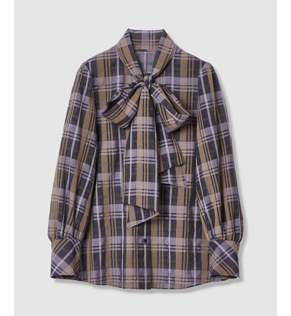 allureville「シアーチェックボウブラウス」|シャツ・ブラウス|ライトパープル