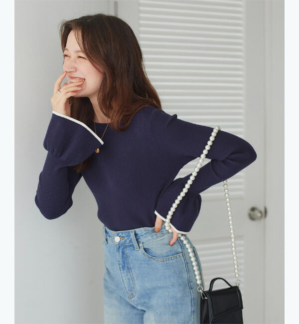 titivate「ボートネックベルスリーブニット」|ニット・セーター|