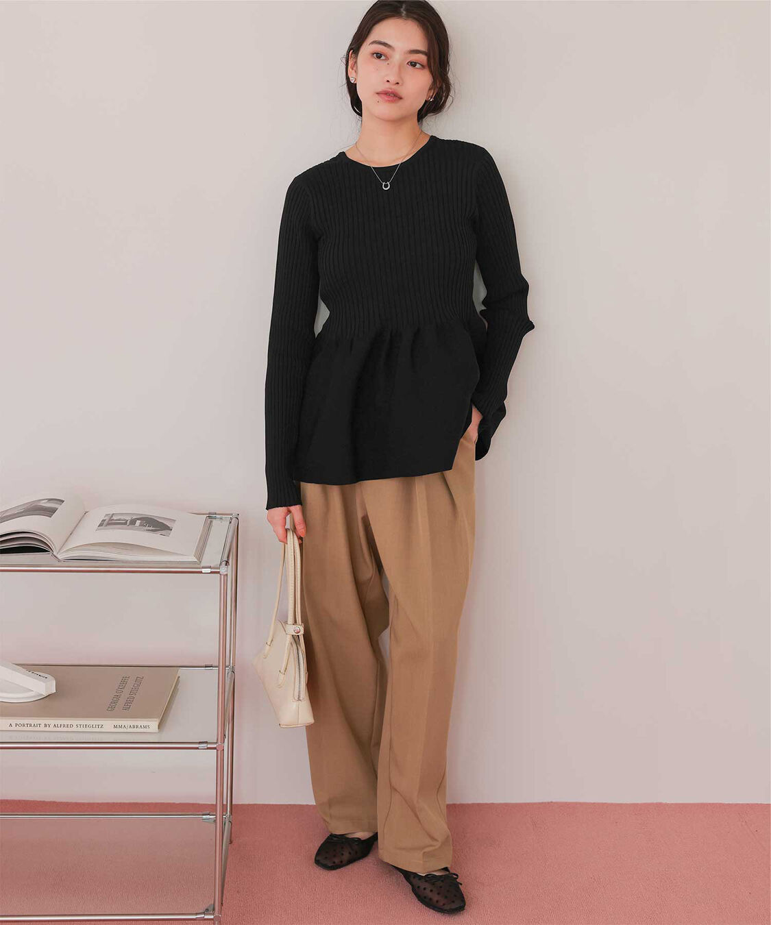 titivate「前後2wayヘンリーネックペプラムニットトップス」|ニット・セーター|