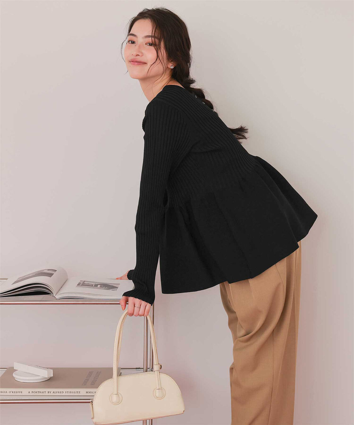 titivate「前後2wayヘンリーネックペプラムニットトップス」|ニット・セーター|