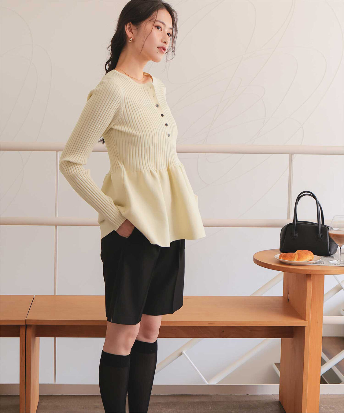 titivate「前後2wayヘンリーネックペプラムニットトップス」|ニット・セーター|