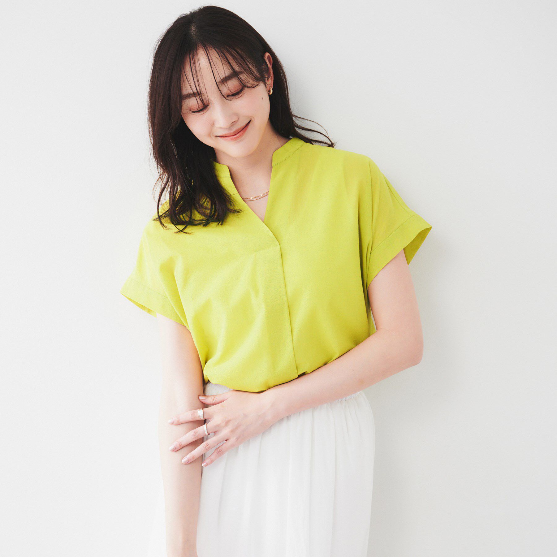 UNTITLED「【洗える/スキッパー】フレンチスリーブシアーブラウス」|シャツ・ブラウス|