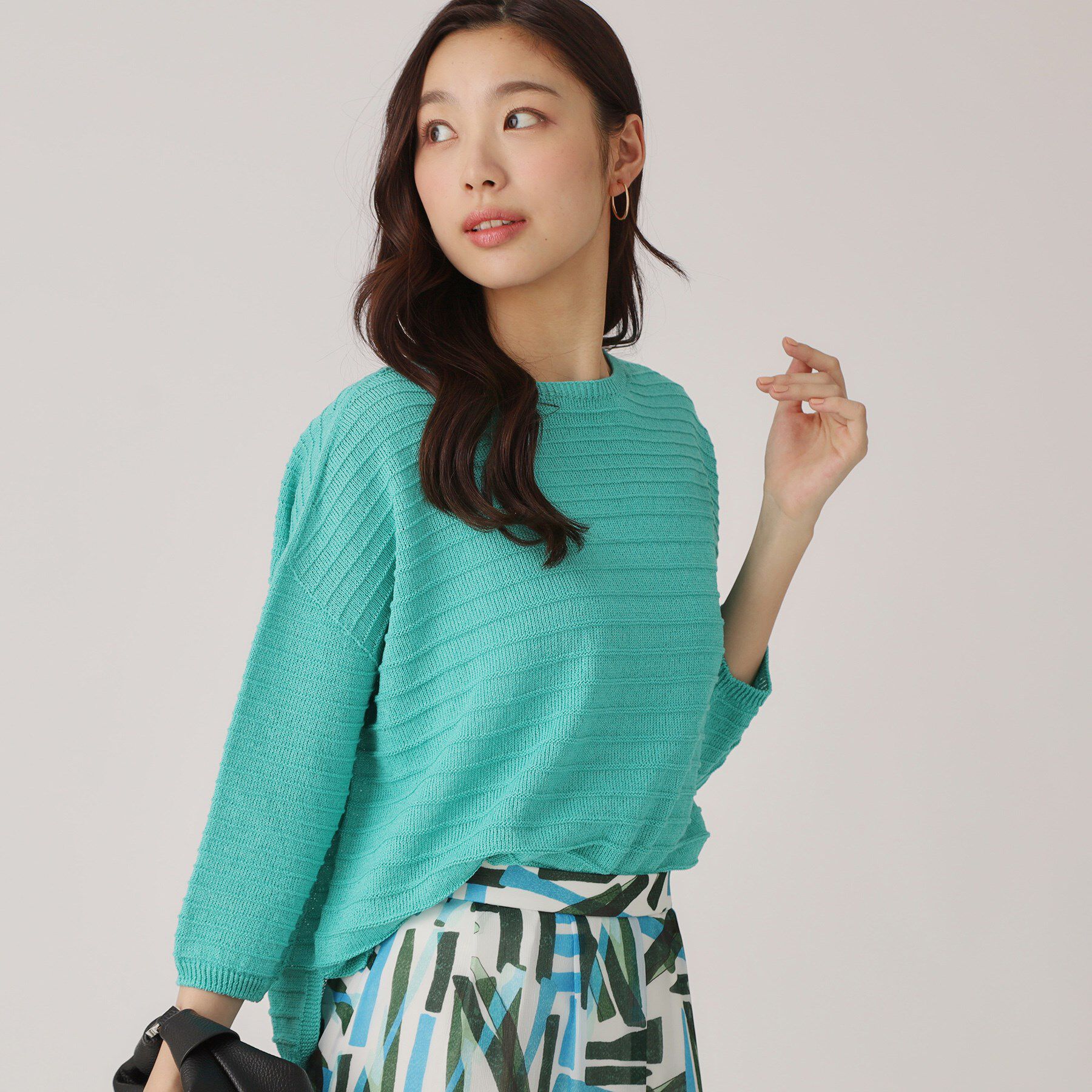 COUP DE CHANCE「【洗える／日本製】ざっくり編み柄ニットトップス」|ニット・セーター|ミントグリーン(02