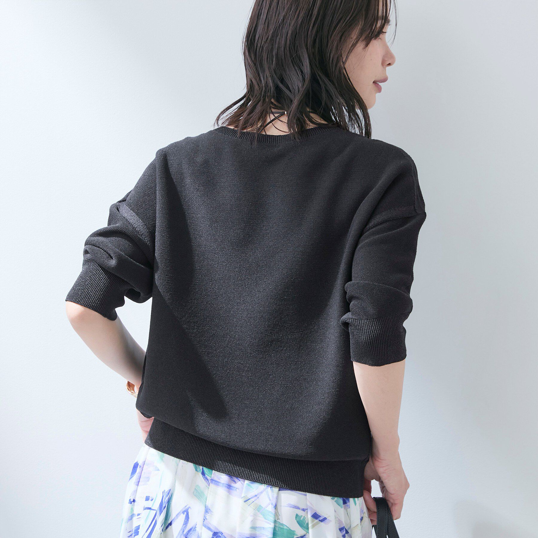 INDIVI「【洗える／ドライタッチ／和紙混】ガーター編みニット」|ニット・セーター|