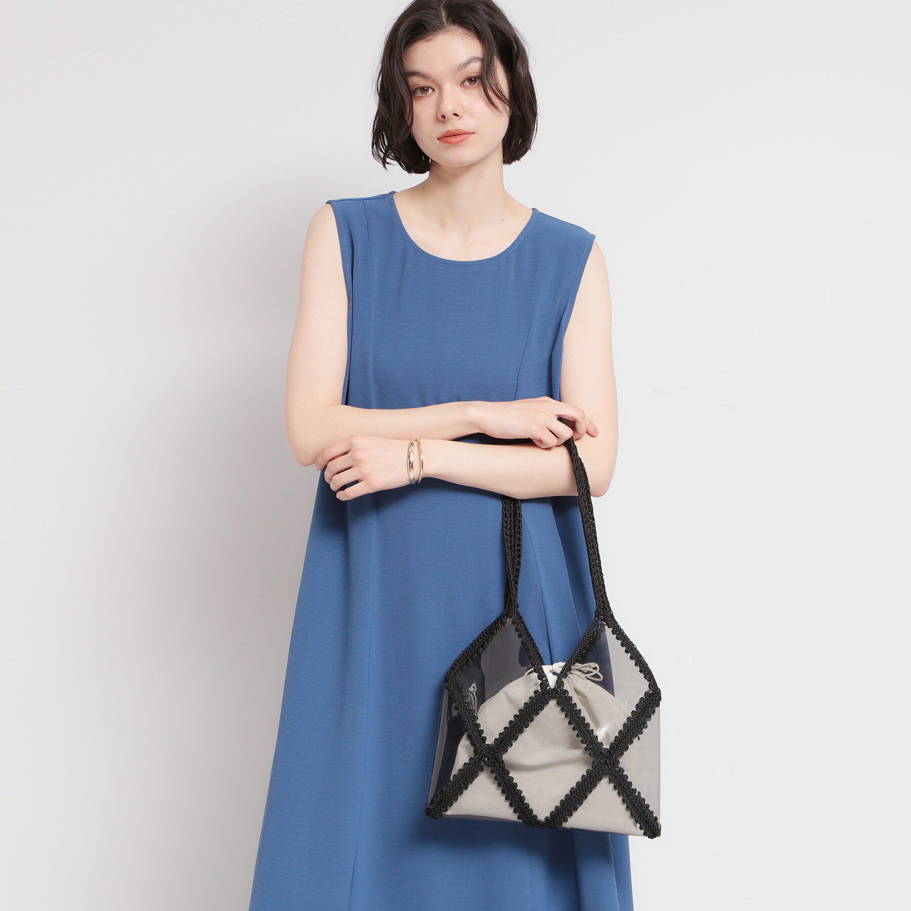 THE SHOP TK「透け感を楽しめる PVC&times;鍵針切り替えバッグ」|トートバッグ|