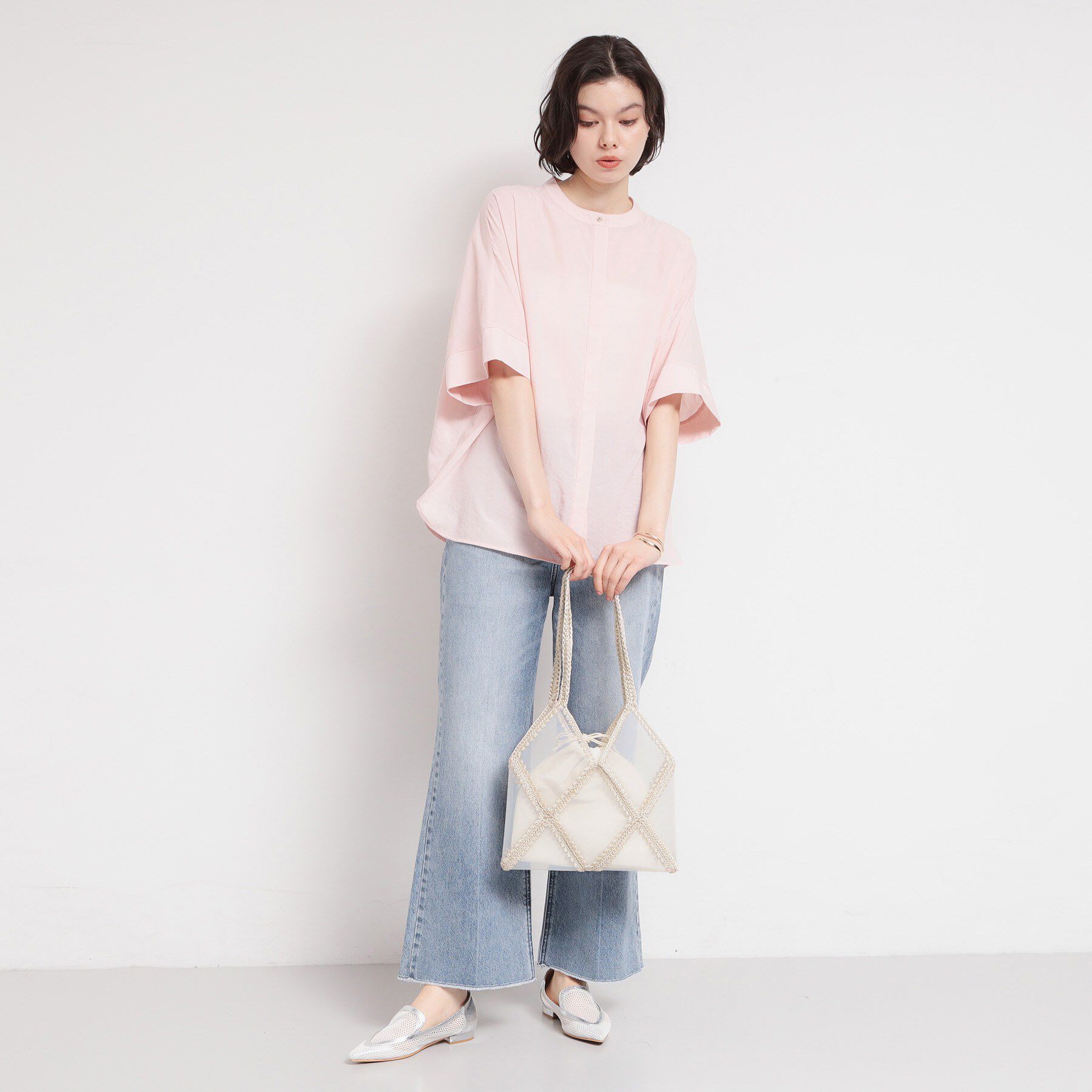 THE SHOP TK「透け感を楽しめる PVC&times;鍵針切り替えバッグ」|トートバッグ|