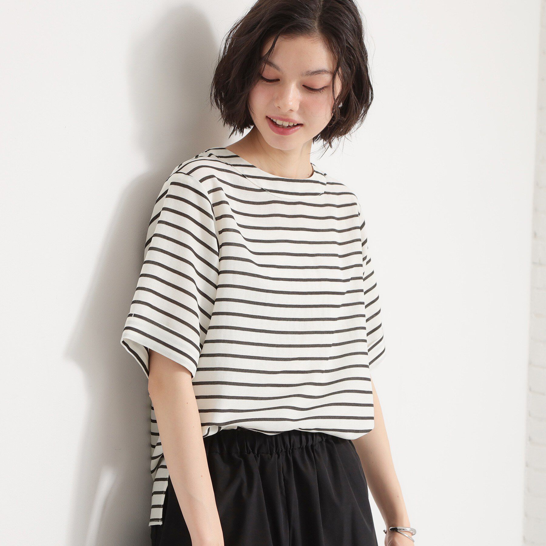 THE SHOP TK「麻調メッシュブラウス」|シャツ・ブラウス|