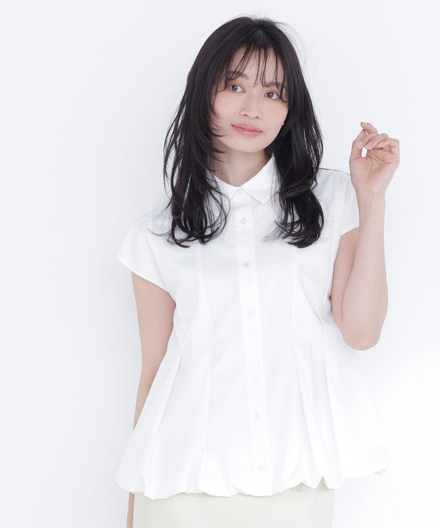  「バルーンヘムシャツ」|シャツ・ブラウス|オフホワイト1